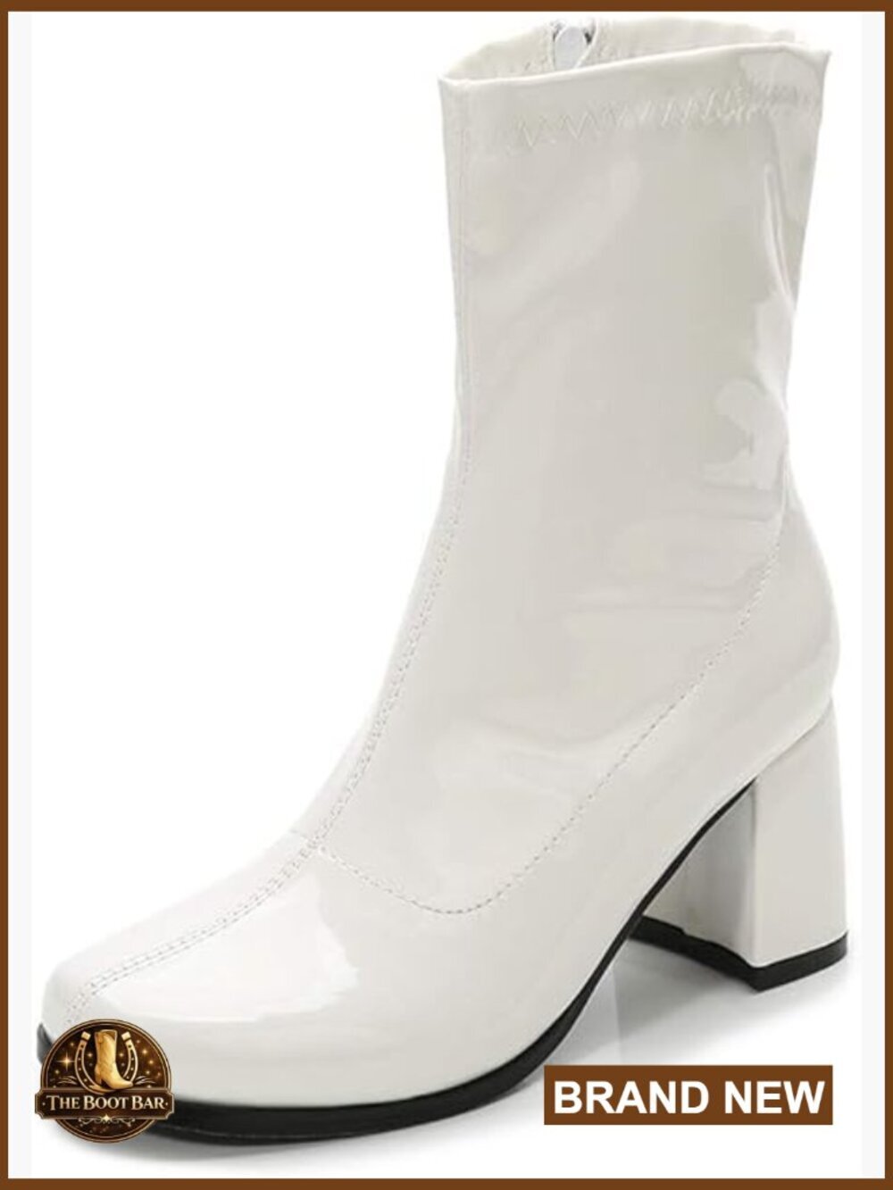 Women's Retro Square Toe Block Heel Mid Calf Boots Side Zipper Short Booties